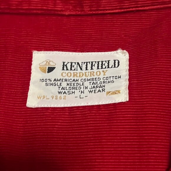 Vintage 70s Kentfield Corduroy Button Down Shirt Large Tailored in Japan Red - Picture 5 of 7